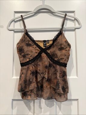 Windsor Floral Lace-Trim Camisole Top